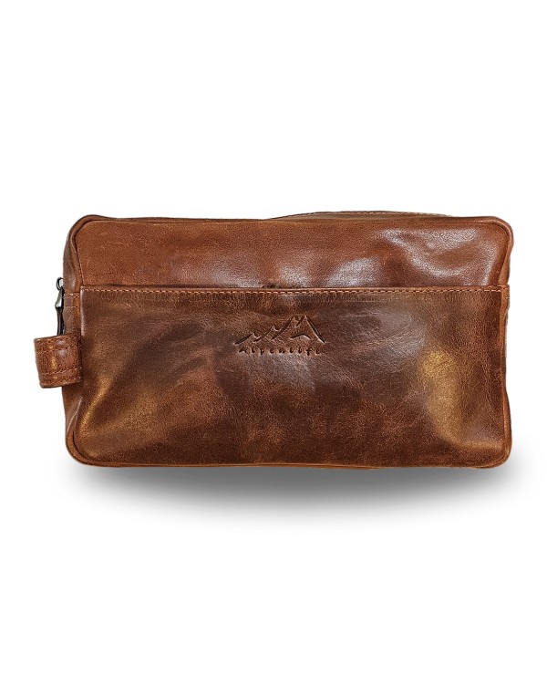 Kulturtasche aus Echtleder Oil Pull-Up Marone