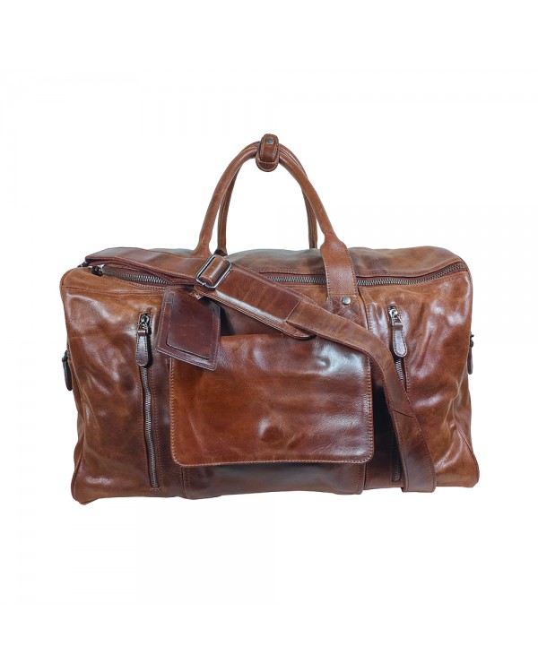 Leder Weekender Tasche Travel Pro Marrone