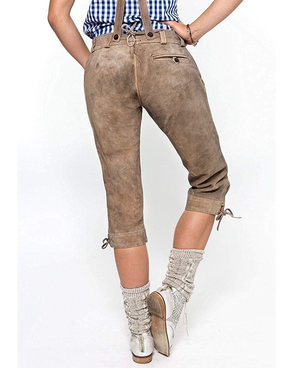 Damen Lederhose Kniebund Vintage Nature Smoke