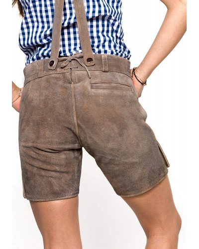 Damen Lederhose Kurz Vintage Nature Smoke