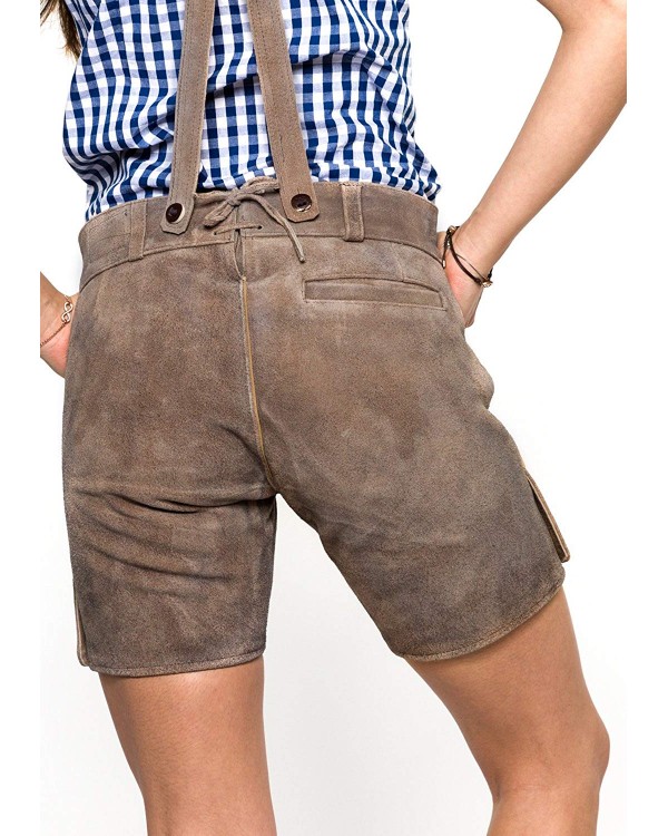 Damen Lederhose Kurz Vintage Nature Smoke