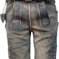 Alpenlife Kurze Herren Trachten Lederhose, Karl Aus Wildbockleder, Moor