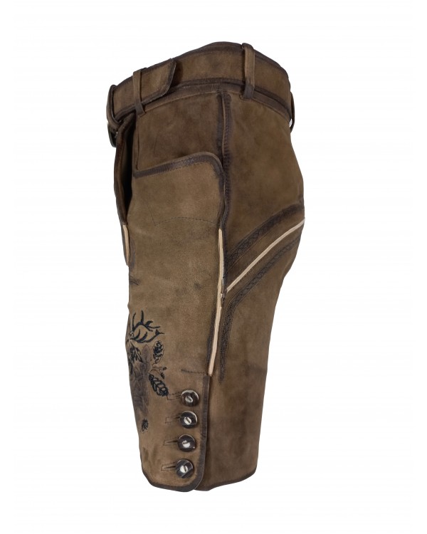 Kurze Herren Lederhose aus Hirsch Leder, Caesar Dunkelbraun Kurze Herren Lederhose aus Hirsch Leder, Caesar Dunkelbraun