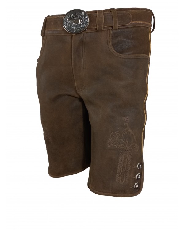 Kurze Herren Lederhose mit Gürtel, Jäger Kurze Herren Lederhose mit Gürtel, Jäger