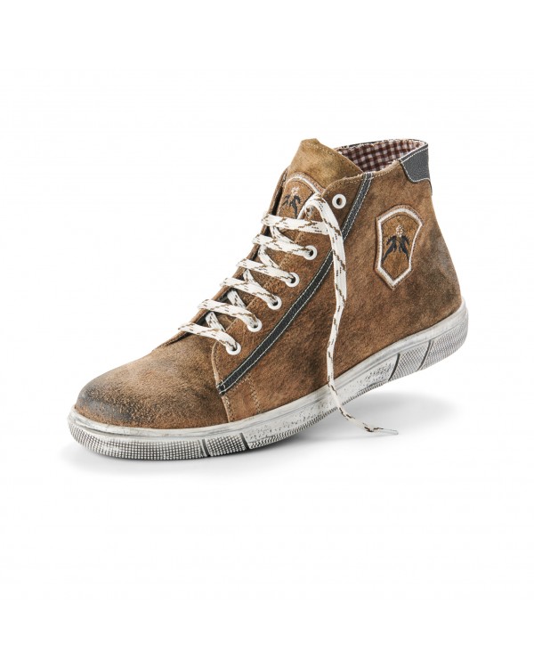 Herren Leder Trachten Sneakers Dunkelbraun, Ziegenleder