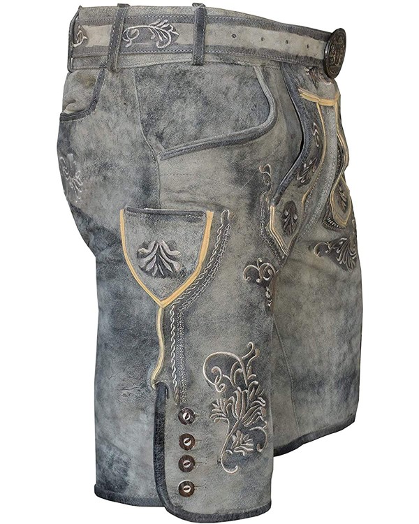Kurze Herren Trachten Lederhose mit Gürtel, Antik Smoke, Wildbockleder, Alpen Spirit Kurze Herren Trachten Lederhose mit Gürtel, Antik Smoke, Wildbockleder, Alpen Spirit