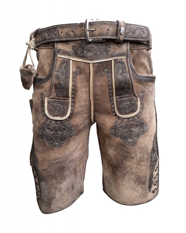 Kurze Herren Lederhose mit Gürtel, Krone