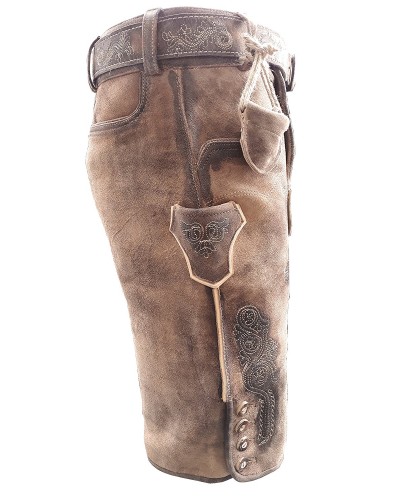 Kurze Herren Lederhose mit Gürtel, Krone