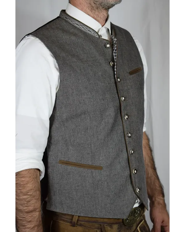 Trachtenweste Aus Leinen - Grau Trachtenweste Aus Leinen - Grau