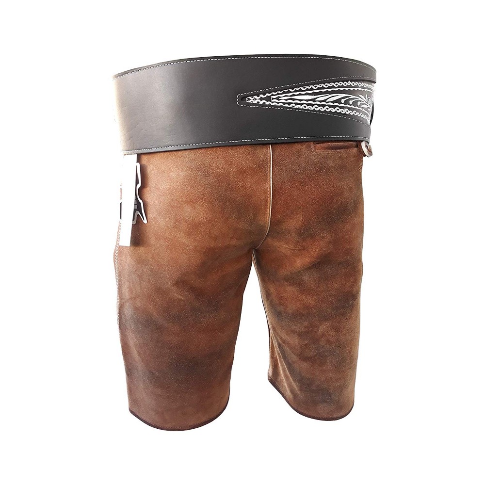Oldtimer Lederhose + Schwarz Ranzengürtel mit Ziehharmonika-Akkordeon