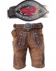 Oldtimer Lederhose + Schwarz Ranzengürtel mit Adler