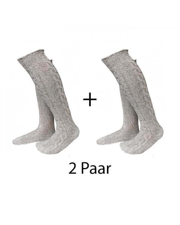 2 Paar Trachten Kniebund Socken beige/meliert 2 Paar Trachten Kniebund Socken beige/meliert
