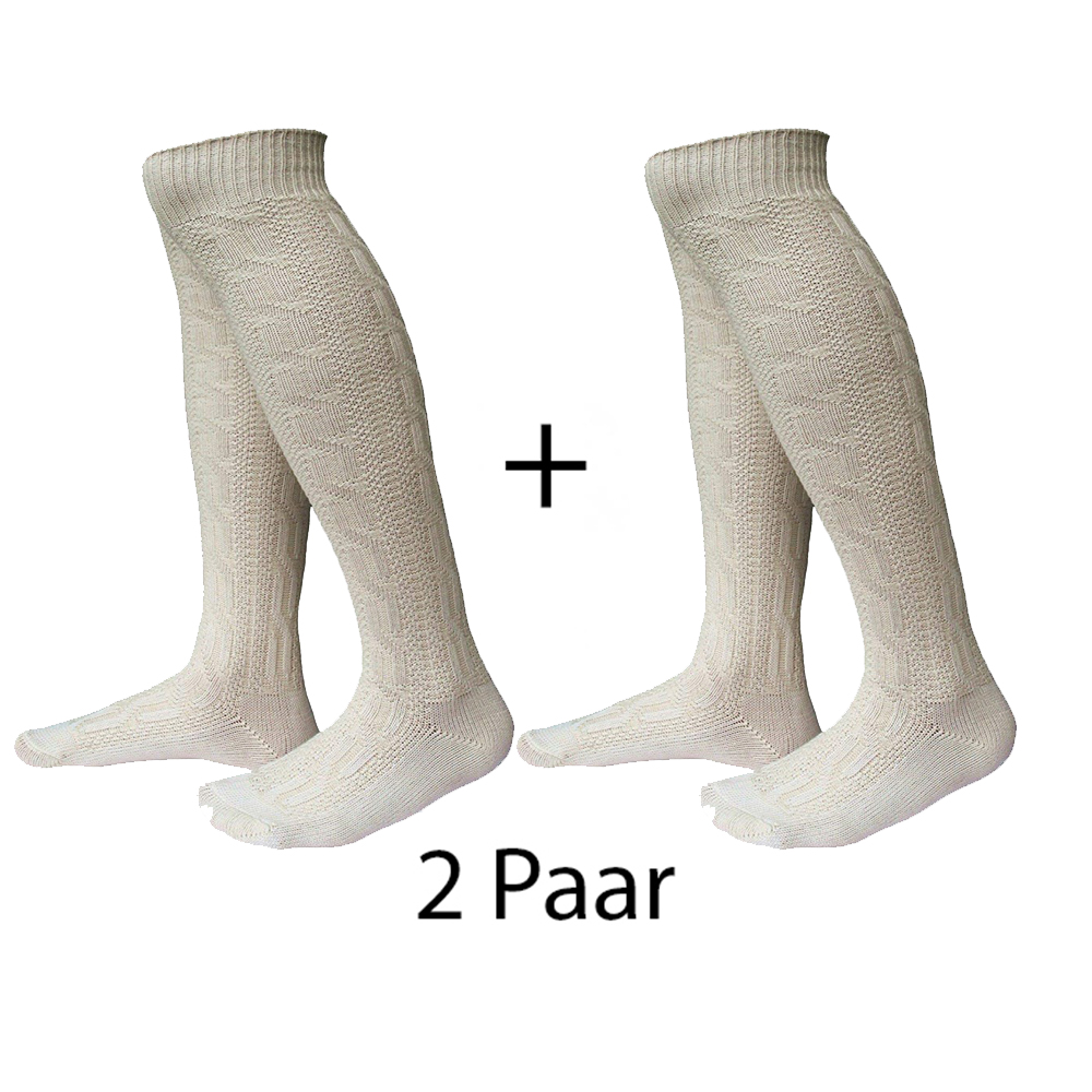 2 Paar Trachten Kniebund Socken Natur