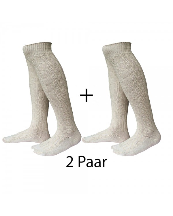 2 Paar Trachten Kniebund Socken Natur 2 Paar Trachten Kniebund Socken Natur