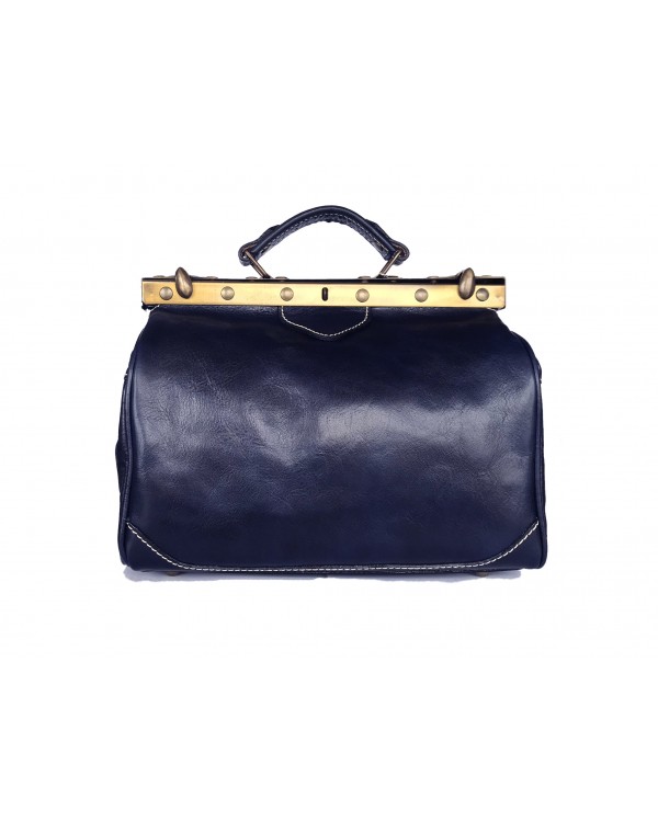 Vintage Italienische Leder Doktortasche Navy Blau (M)