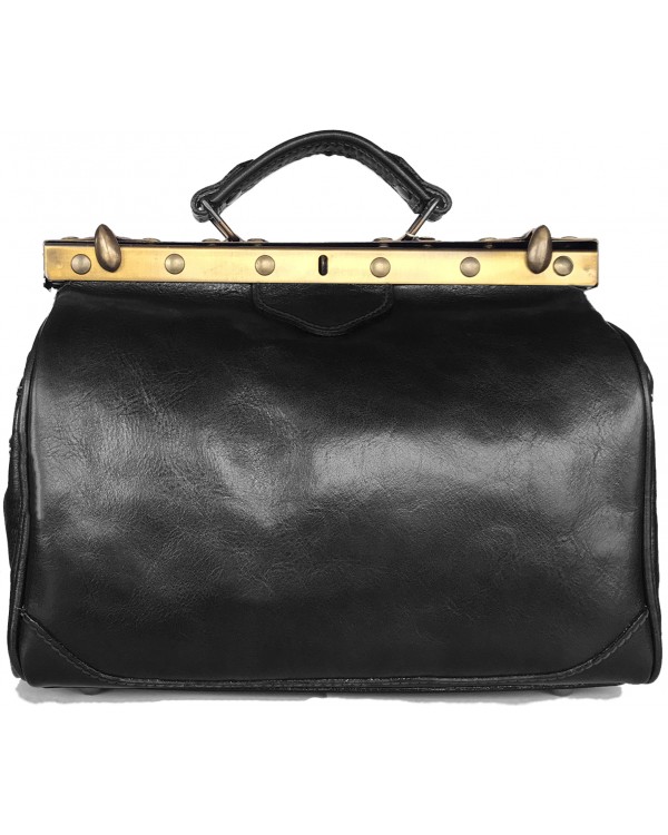 Vintage Italienische Leder Doktortasche Schwarz (M)