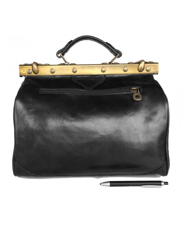 Vintage Italienische Leder Doktortasche Schwarz (M)