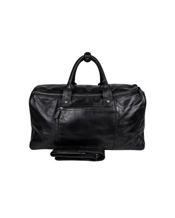Leder Weekender Tasche Travel Pro Schwarz