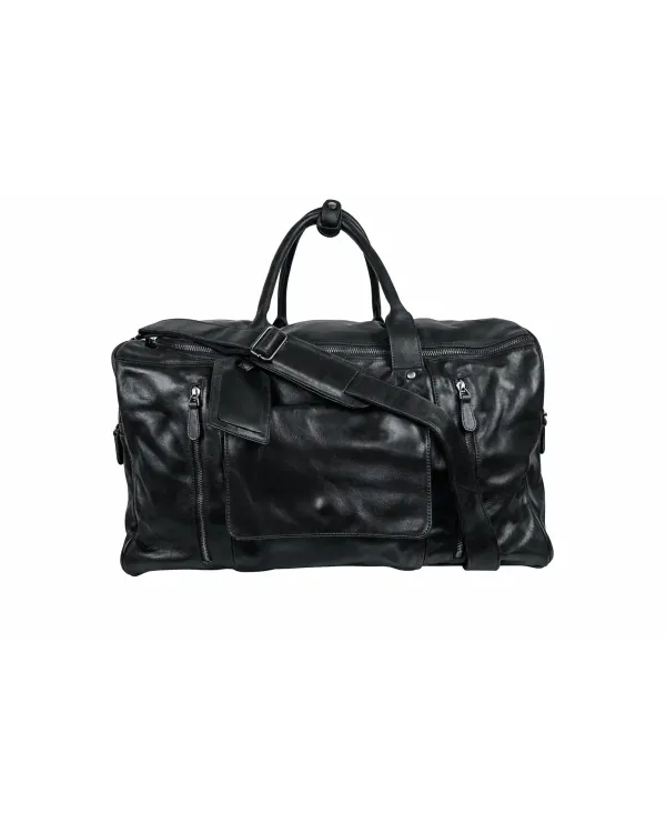 Leder Weekender Tasche Travel Pro Schwarz