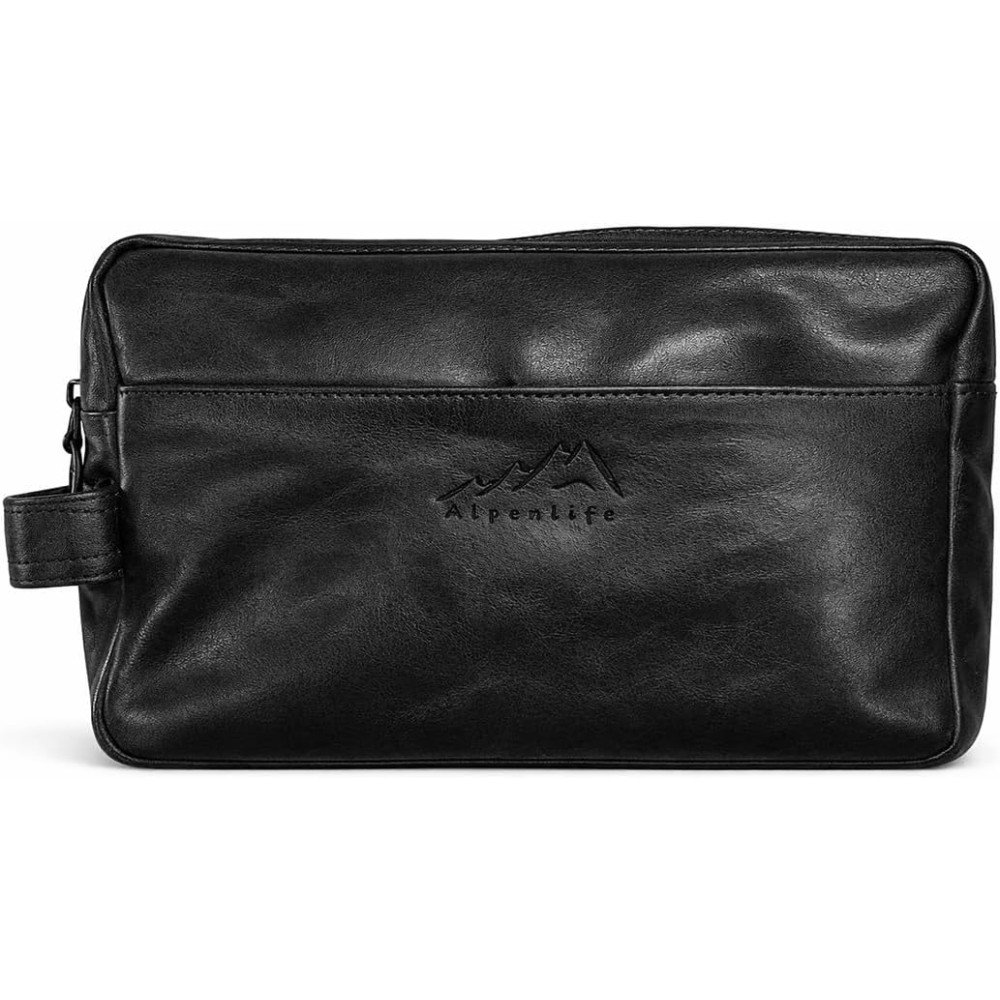 Kulturtasche aus Echtleder Schwarz