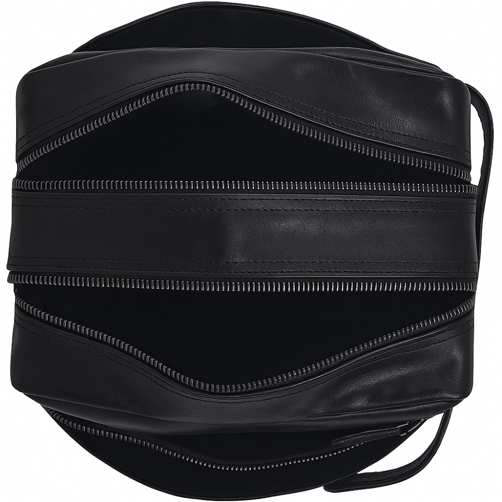 Kulturtasche aus Echtleder Schwarz