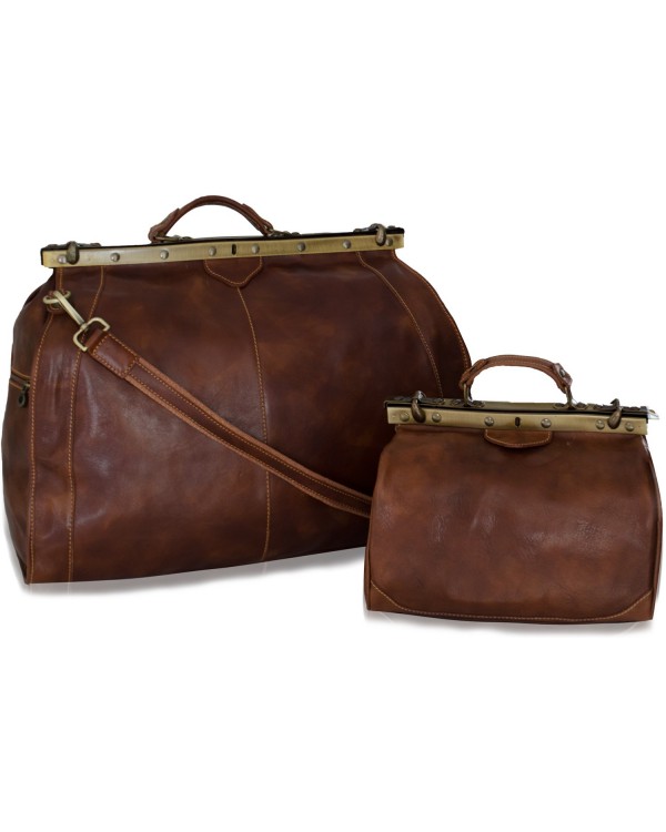 Vintage Italienische Leder Set XL + M, Marrone