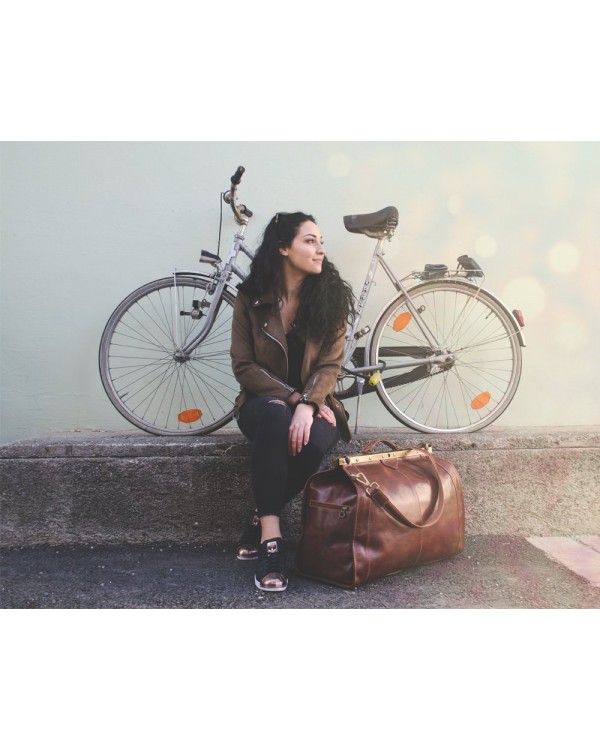 Vintage Italienische Leder Set XL + M, Marrone