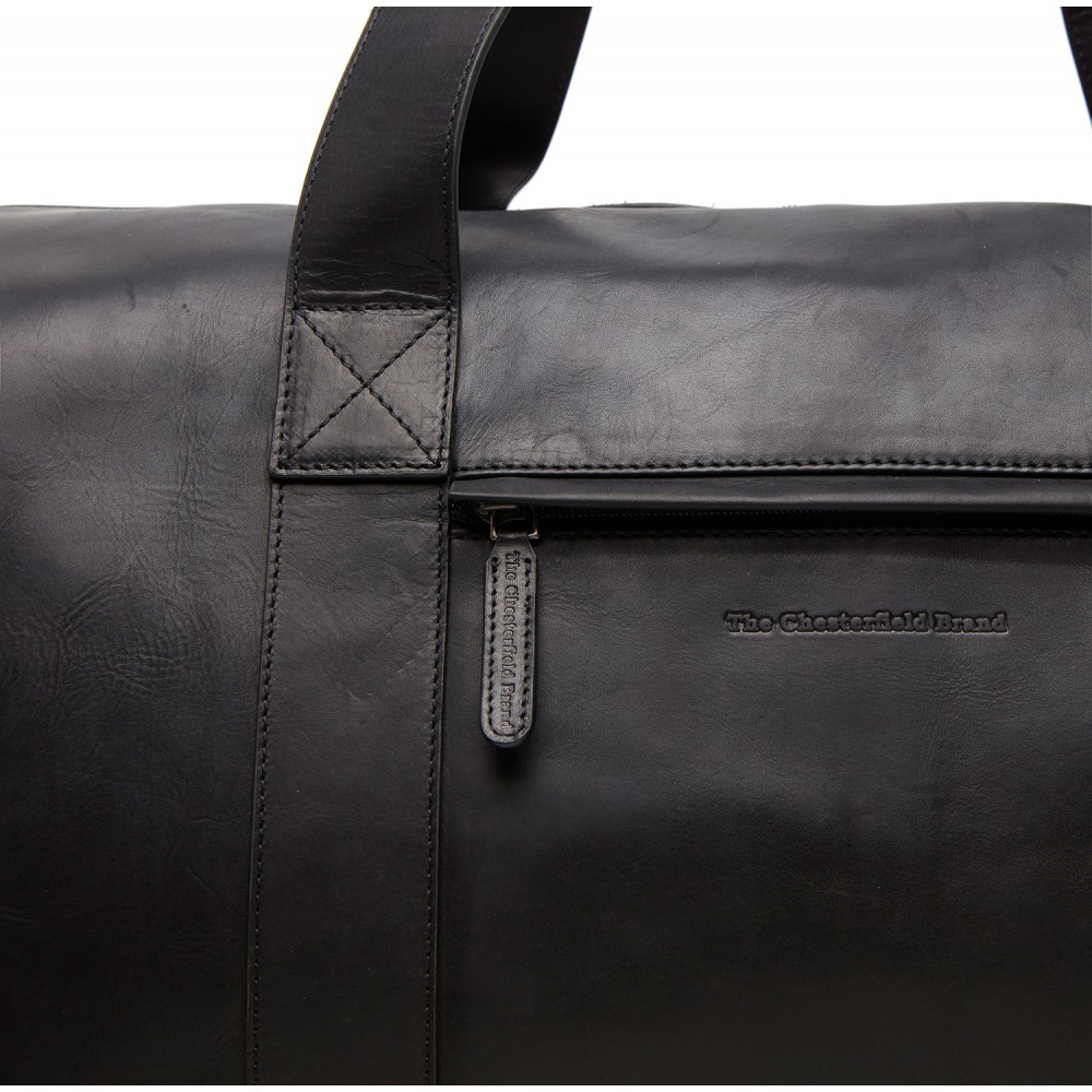 Reisetasche Hudson, Waxed Pull Up, Schwarz