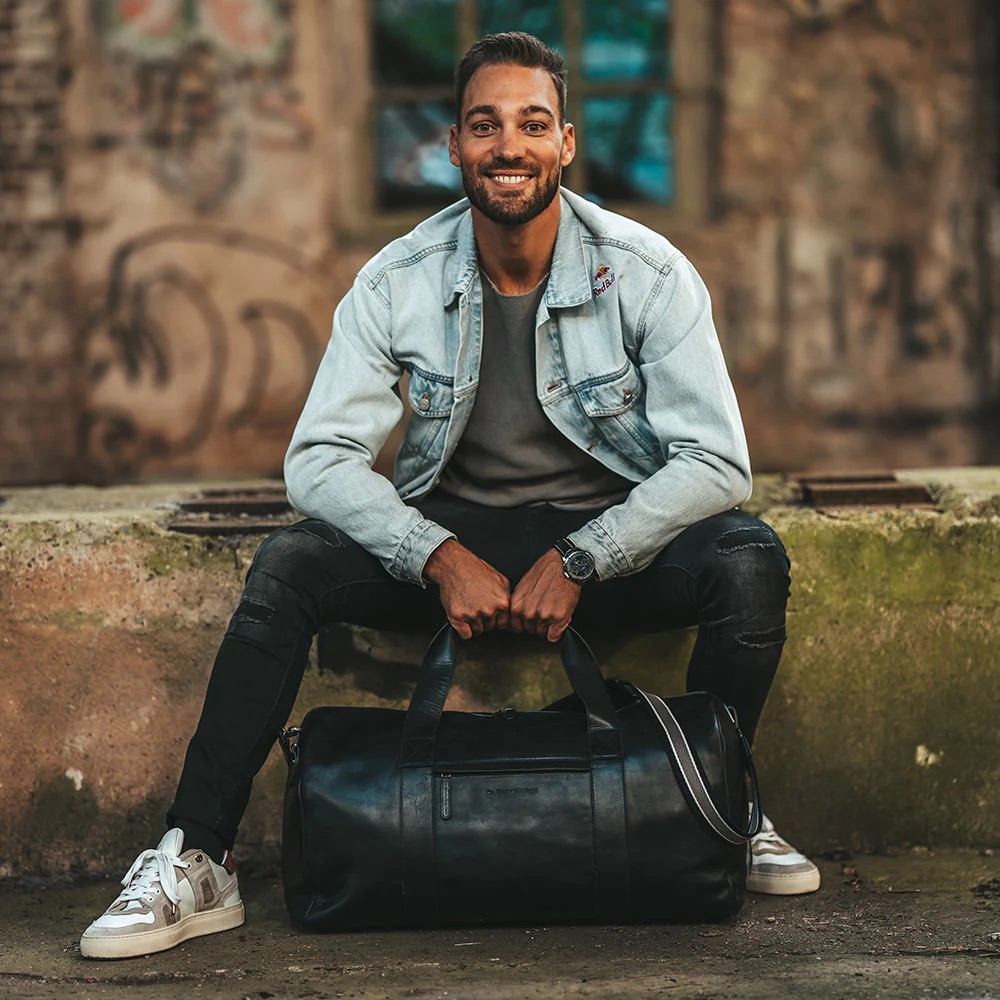 Reisetasche Hudson, Waxed Pull Up, Schwarz