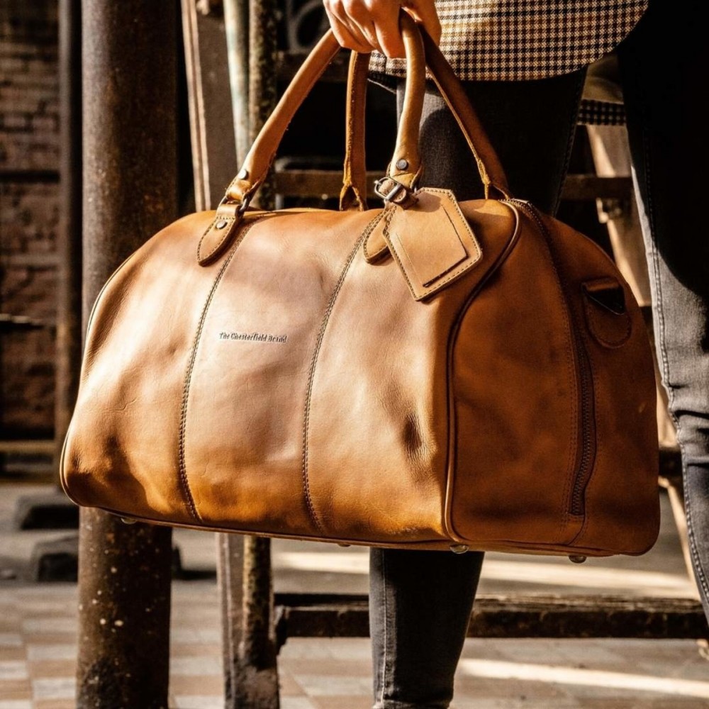 Reisetasche Liam, Waxed Pull Up, Cognac