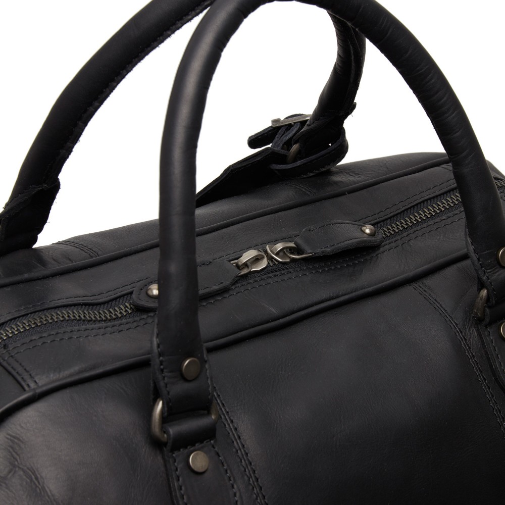 Reisetasche Liam, Waxed Pull Up, Schwarz