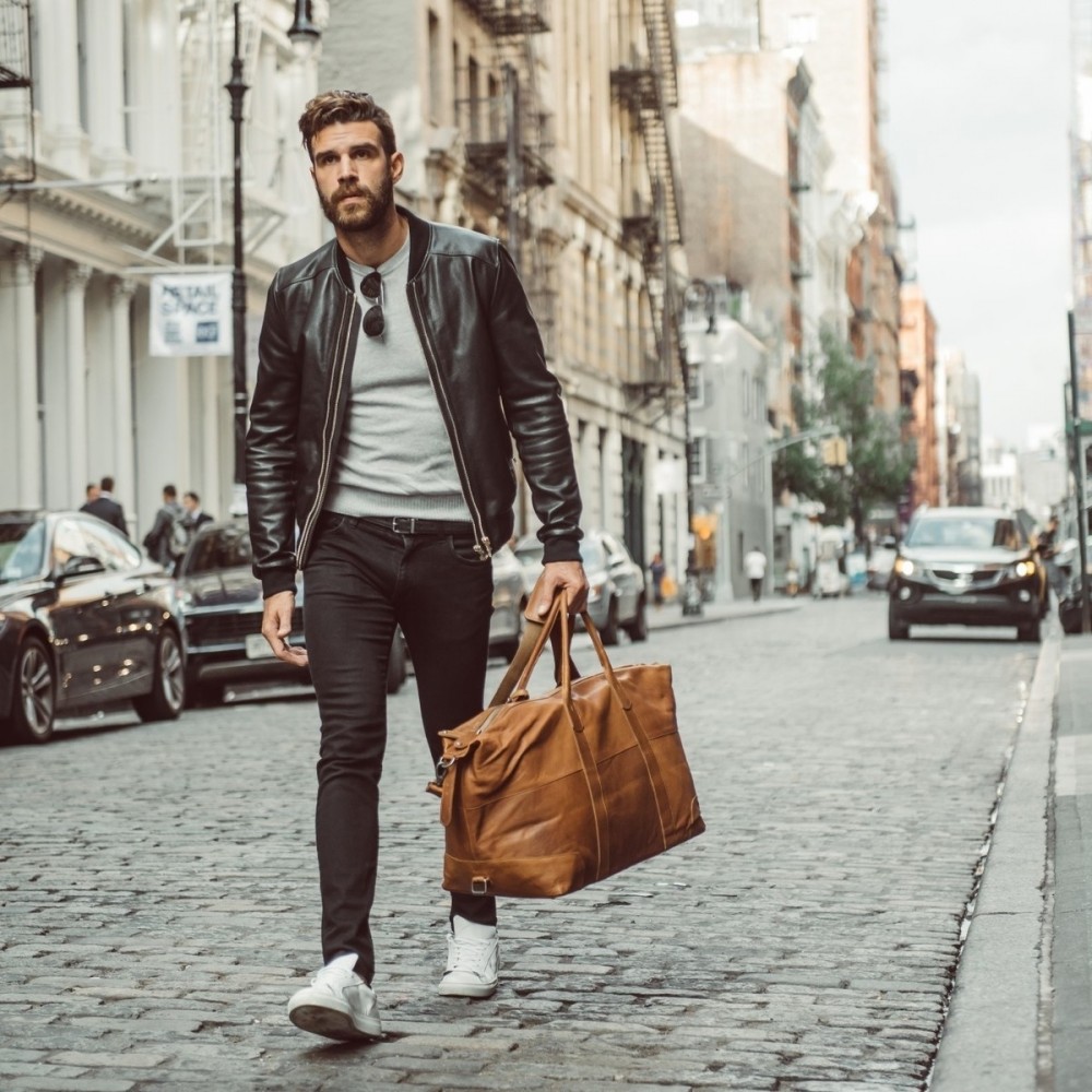 Reisetasche Portsmouth, Waxed Pull Up, Cognac