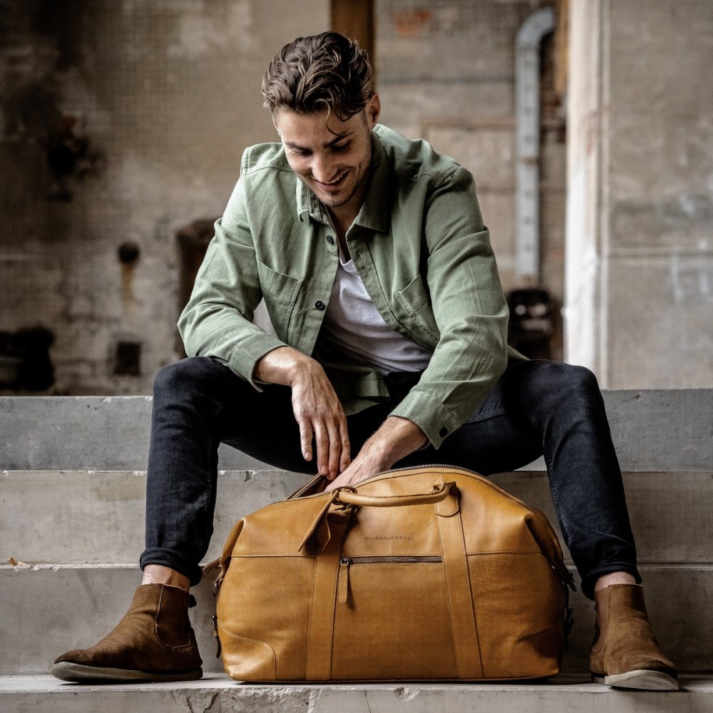 Reisetasche Portsmouth, Waxed Pull Up, Cognac