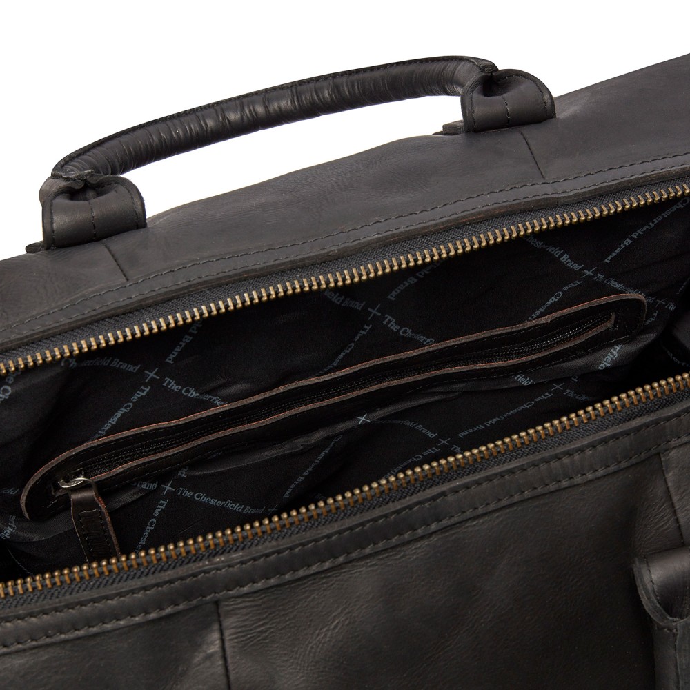 Reisetasche Portsmouth, Waxed Pull Up, Schwarz