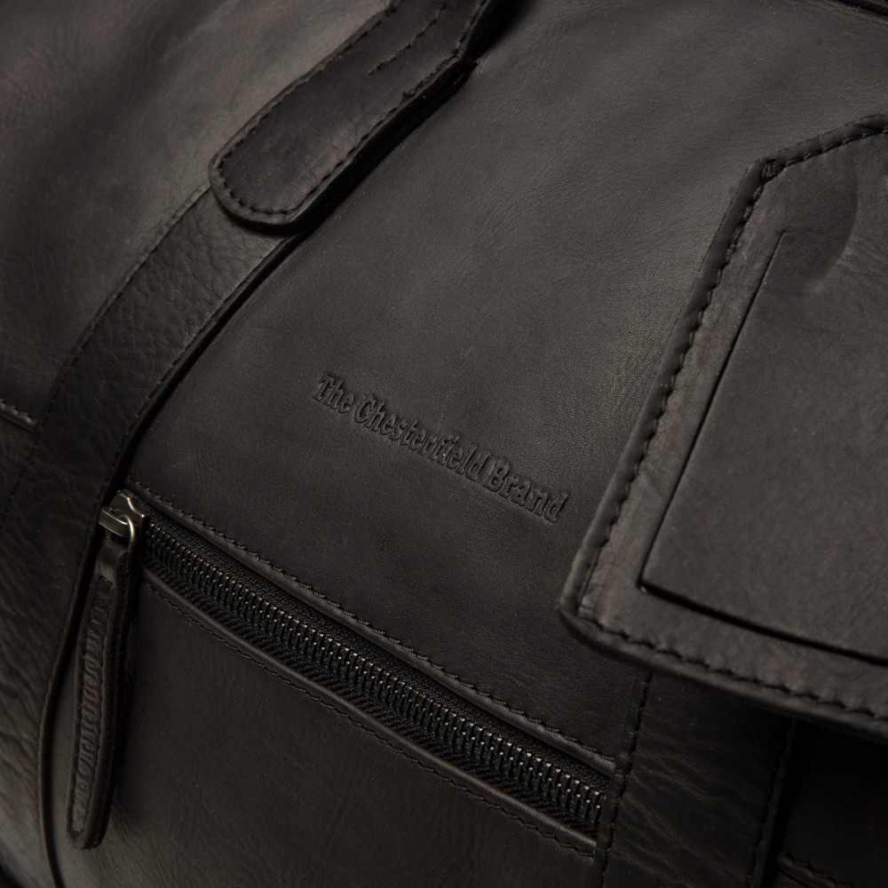 Reisetasche Portsmouth, Waxed Pull Up, Schwarz
