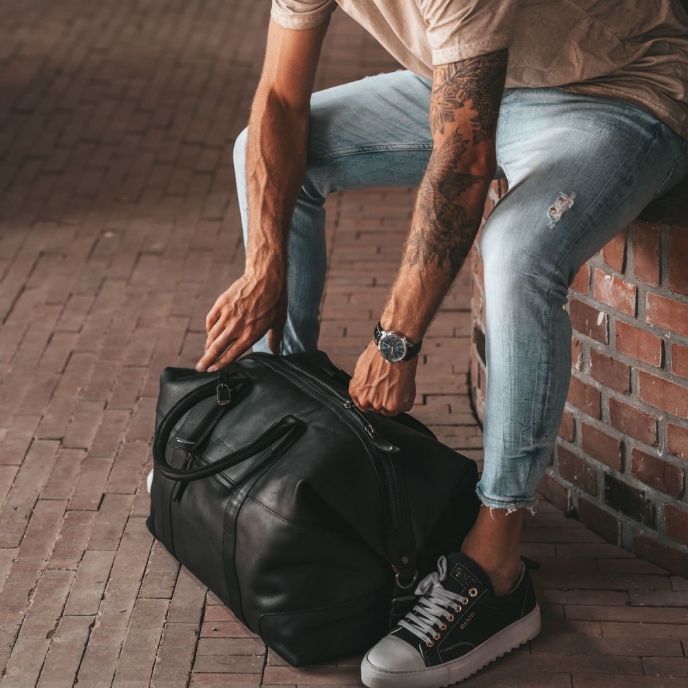 Reisetasche Portsmouth, Waxed Pull Up, Schwarz