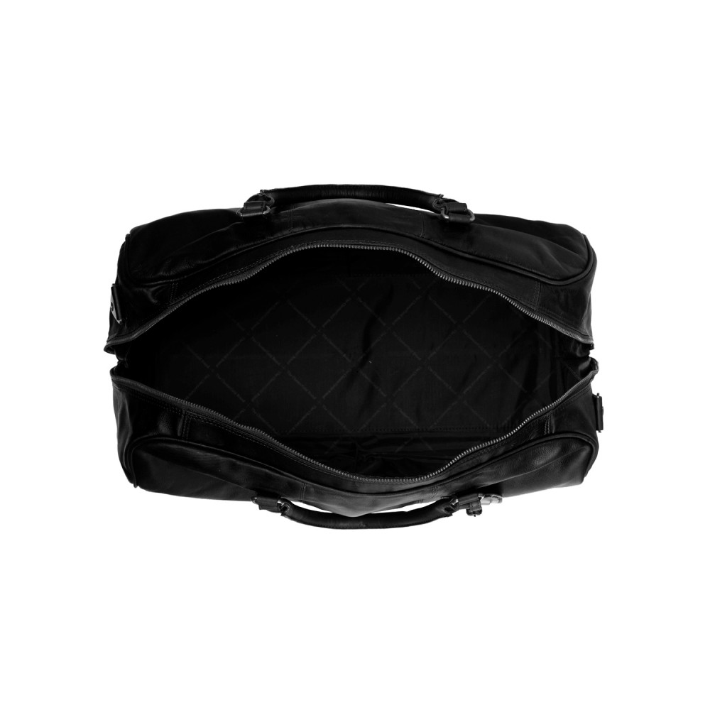 Reisetasche William aus gewachstem Schwarz-Leder