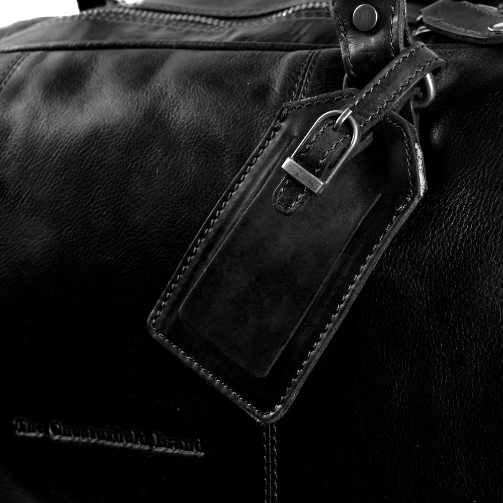 Reisetasche William aus gewachstem Schwarz-Leder