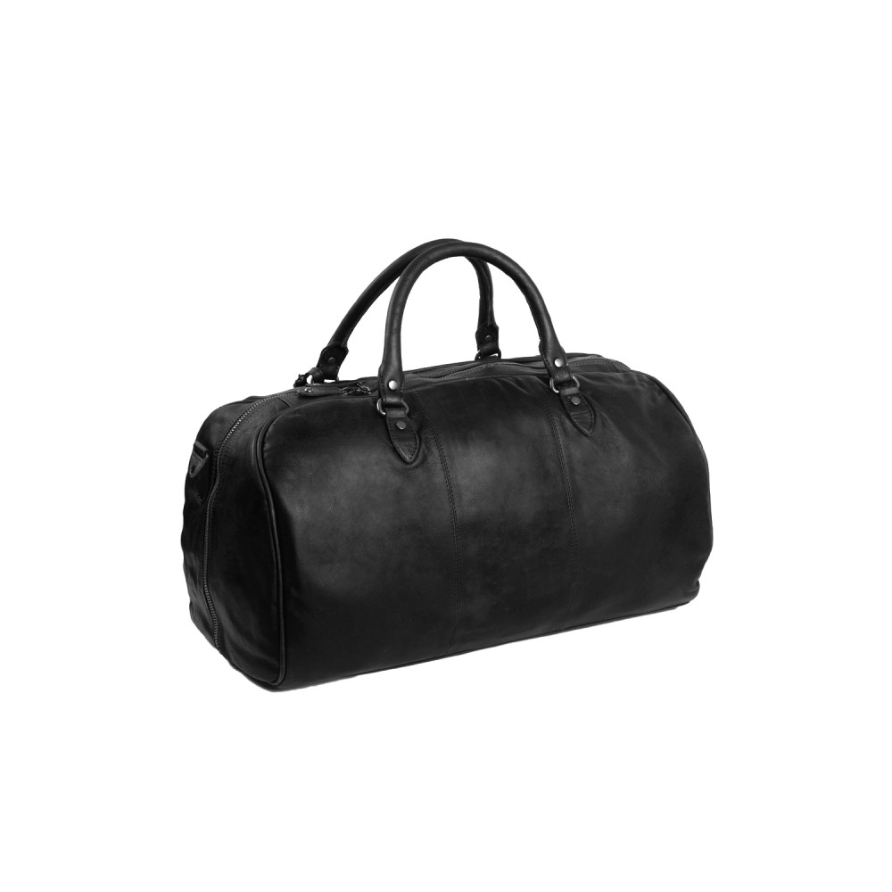 Reisetasche William aus gewachstem Schwarz-Leder