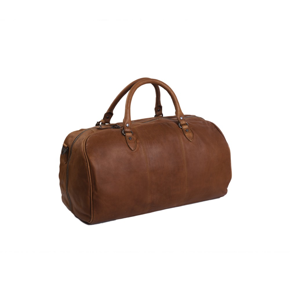 Reisetasche William aus gewachstem Cognac-Leder