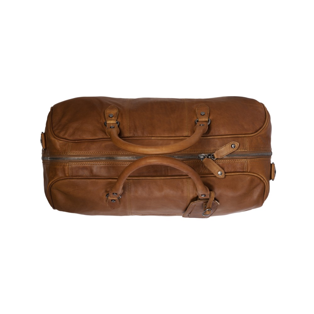 Reisetasche William aus gewachstem Cognac-Leder